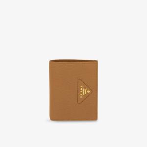 Кошелек Prada кожаный с логотипом, коричневый