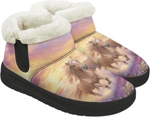 Женские зимние теплые сапоги с меховой подкладкой Удобные зимние ботинки для женщин Широкая колодка Ботильоны с нескользящей подошвой для походов Chririnla, Lavender Horse