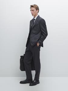 Пиджак из 100% шерсти Massimo Dutti, темно-синий