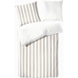 Двустороннее постельное белье Primera «Дельф», в полоску, серо-коричневый