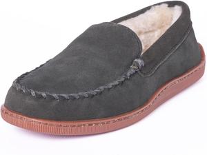 Мужские тапочки Minnetonka с плюшевой подкладкой и жесткой подошвой, угольный