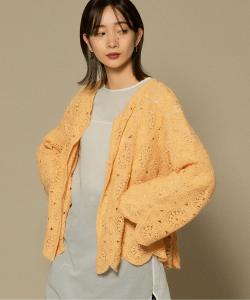 Кардиган с кружевной отделкой и перфорацией Kbf, цвет Apricot