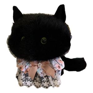 Happy Fish Милый black угольный шарик кот тысячелетний British Shorthair черный кот плюшевая игрушка куклы плюшевая кукла 30cm высота