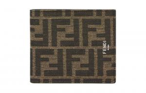 FENDI Джаккардовая ткань с кожаным кошельком мужской brown