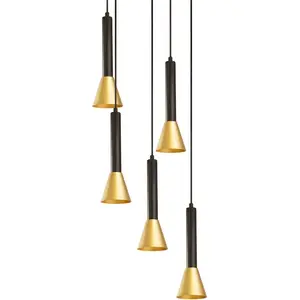 Подвесной светильник Signal 5Lt Multi-Drop Pendant - черный и золотой металл GU10 1 шт. Searchlight, черный/золотой