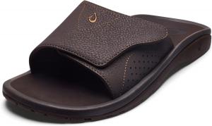 Мужские сандалии слайд OLUKAI Nalu Slide, водостойкие, с регулируемыми ремешками, легкие и прочные, комфорт и поддержка на весь день, Dk Java/Dk Java