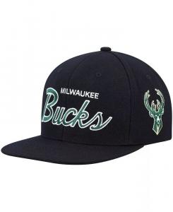 Мужская черная кепка Milwaukee Bucks Hardwood Classics Script 2.0 Snapback Mitchell & Ness