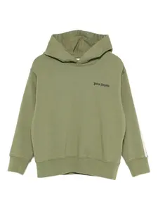 Худи с отделкой в полоску Palm Angels Kids, зеленый