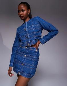 Мини-юбка River Island со вставками из денима средней толщины