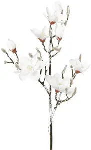 Светильник Creativ искусственная ветка "Новогодние украшения", магнолия в заснеженном виде, 15 светодиодов, 115 см, батарейки 3хАА Creativ light, белый