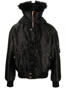 Versace куртка с меховой подкладкой и принтом, черный