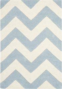 Ковер SAFAVIEH, 61 x 92 см, Chatham Collection, Blue & Ivory, ручной работы, шеврон из шерсти, идеально для помещений с высокой проходимостью: прихожая, гостиная, спальня (CHT715B)