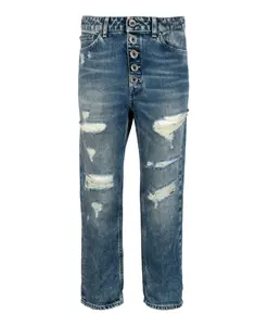 Джинсы с декоративной отделкой пуговицами. Dondup, синий