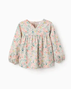 Детская блузка из саржи с винтажным цветочным принтом Zippy, бежевый