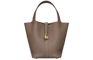 HERMES Сумка Picotin Lock 22 из кожи Clemence Bullock, ведро, женская, 18 Etoupe Elephant Gray