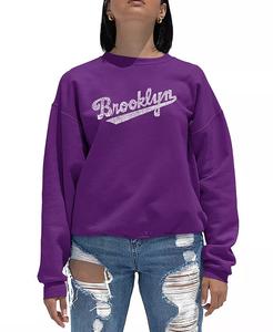 Женская толстовка с круглым вырезом Word Art Brooklyn Neighborhoods LA Pop Art, фиолетовый