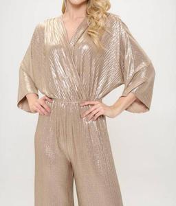 Комбинезон с рукавами кимоно и широкими брючинами в золотом цвете Reneec.