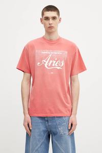 Хлопковая футболка sunbleached cola ss tee Aries, красный