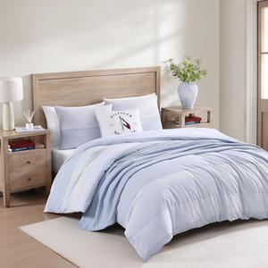 Tommy Hilfiger Комплект постельного белья полуторный, белый полосатый, включает пододеяльник, простыню и наволочку, очень мягкое, дышащие материалы.