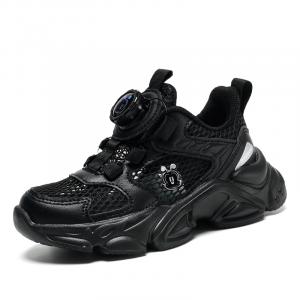 Низкие детские беговые кроссовки Kids' BOBDOG, черная кожаная верхняя часть