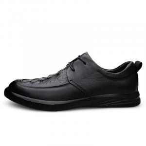 Повседневные кожаные туфли мужские BAGE, Black Lace-Up