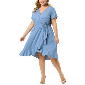 Женское джинсовое платье больших размеров с рюшами и эластичной резинкой на талии Agnes Orinda, черный