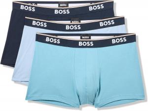 BOSS мужские трусы 3 шт, разноцветные, с крупным логотипом, Forever Blue/Ballad Blue/Navy
