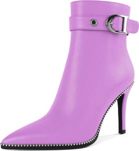 Женские ботильоны Eldof с каблуком-стилет и молнией, заостренный носок, для платья, 3,5 дюйма, Light Purple