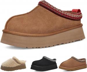 Модные зимние плюшевые ботильоны на платформе с короткой щиколоткой для женщин, модные тапочки с меховой и флисовой подкладкой, удобные и теплые, для улицы и дома, противоскользящие, мини-ботинки Xhuoqdk, Hd-Brown