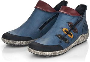 Женские ботильоны Rieker Z7582 Liv с застежкой-молнией, Schwarz/Royal/Forest/Honig/Brandy/Wine