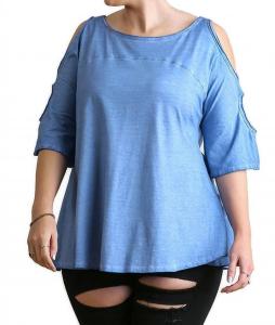 Минерально-состаренный топ с холодным плечом - Plus в цвете индиго Umgee