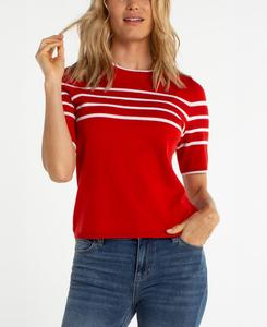 Женский свитер с короткими рукавами и круглым вырезом Liverpool Los Angeles, Fire Brick/White Stripe