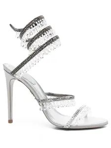 105-миллиметровые сандалии со спиралью, украшенные кристаллами René Caovilla, серебяный
