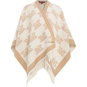 MaxMara Studio Плащ с бахромой и логотипом, Ecru