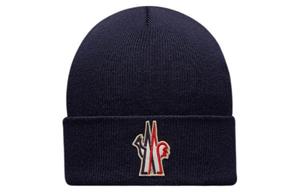 Moncler Шерстяная мужская шапка-бини тёмно-синяя, Dark Blue
