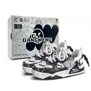 Нескользящие, износостойкие, дышащие низкие мужские кроссовки для скейтбординга Hong Kong Meng, White Green[Box]