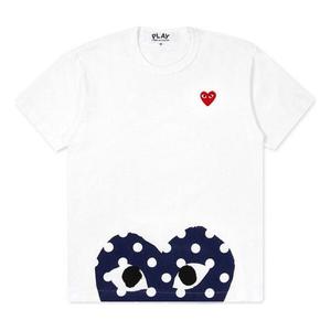 Футболка polka dot half heart logo tee 'white navy' Comme Des Garcons Play, белый