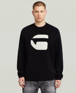 Мужской шерстяной свитер с логотипом G-Star Raw, Dark Black