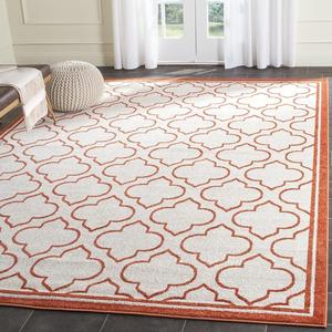 Ковер SAFAVIEH, 275 x 366 см, Amherst Collection, Ivory & Orange, марокканский геометрический узор, без линьки и простой в уходе, идеален для помещений с высокой проходимостью в гостиной, спальне (AMT412F)