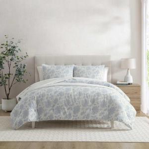 Nautica Комплект постельного белья двуспальный, двусторонний, текстурированный хлопок, включает наволочки, средняя плотность, сертификат Oeko-Tex, цвет Elmwood Blue