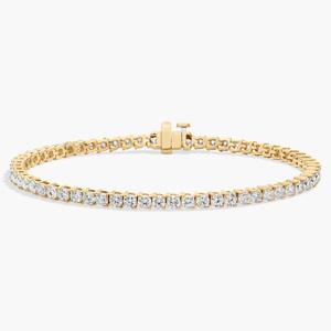 Теннисный браслет с двумя зубцами из выращенного в лаборатории бриллианта 7 дюймов из 14-каратного желтого золота (5 карат, два цвета - FG / VS2-SI1) Blue Nile