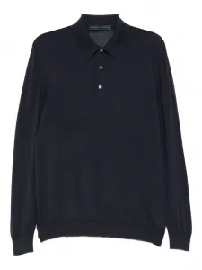 Рубашка-поло с длинными рукавами Kiton, синий