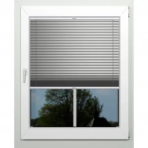 Жалюзи плиссе indeko «Термо-Делюкс», затемняющие, энергосберегающие, с отверстием, натяжные, для установки в штапик, на заказ, цвет grau/metallfarben + weiß + weiß