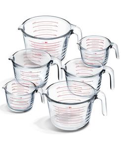 Набор из 6 мерных стаканчиков из боросиликатного стекла - можно мыть в посудомоечной машине, использовать в микроволновой печи и духовке JoyTable, No Color