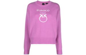 Свитер с интарсией и логотипом PINKO, розовый