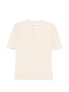 Футболка с воротником хенли Maison Margiela, бежевый