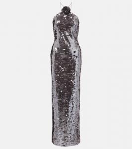 Платье с цветочной аппликацией и пайетками Magda Butrym, Grey