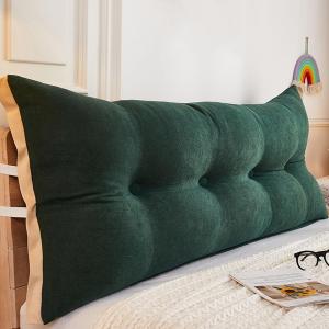 Подушка для изголовья COZMAX, клиновидная, цвет зеленый, размер 23.6 дюйма (Queen, маленький), съемный чехол