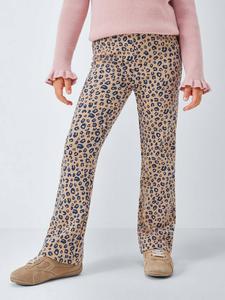 Детские ребристые леггинсы с леопардовым принтом и расклешёнными штанинами John Lewis, Pink