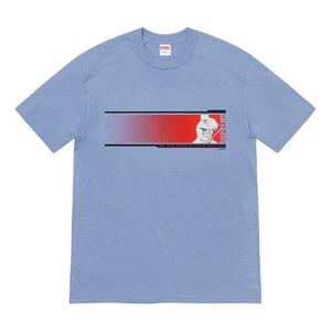 Футболка fw19 week 7 were back tee printing short sleeve blue gray Supreme, серый